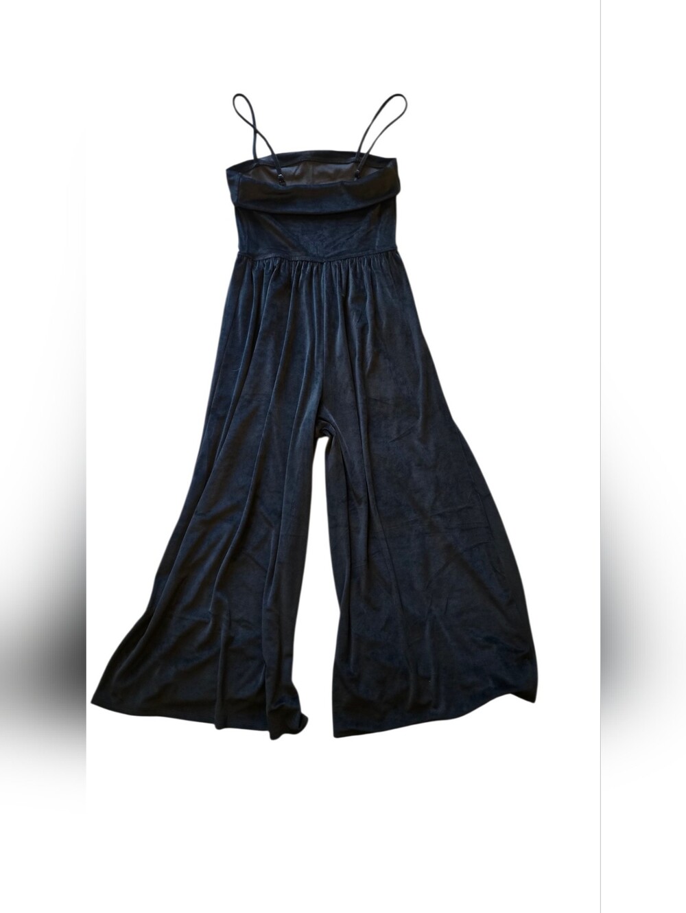 American Eagle black velvet wide leg jumpsuit Size Medium - Picture 3 of 12
